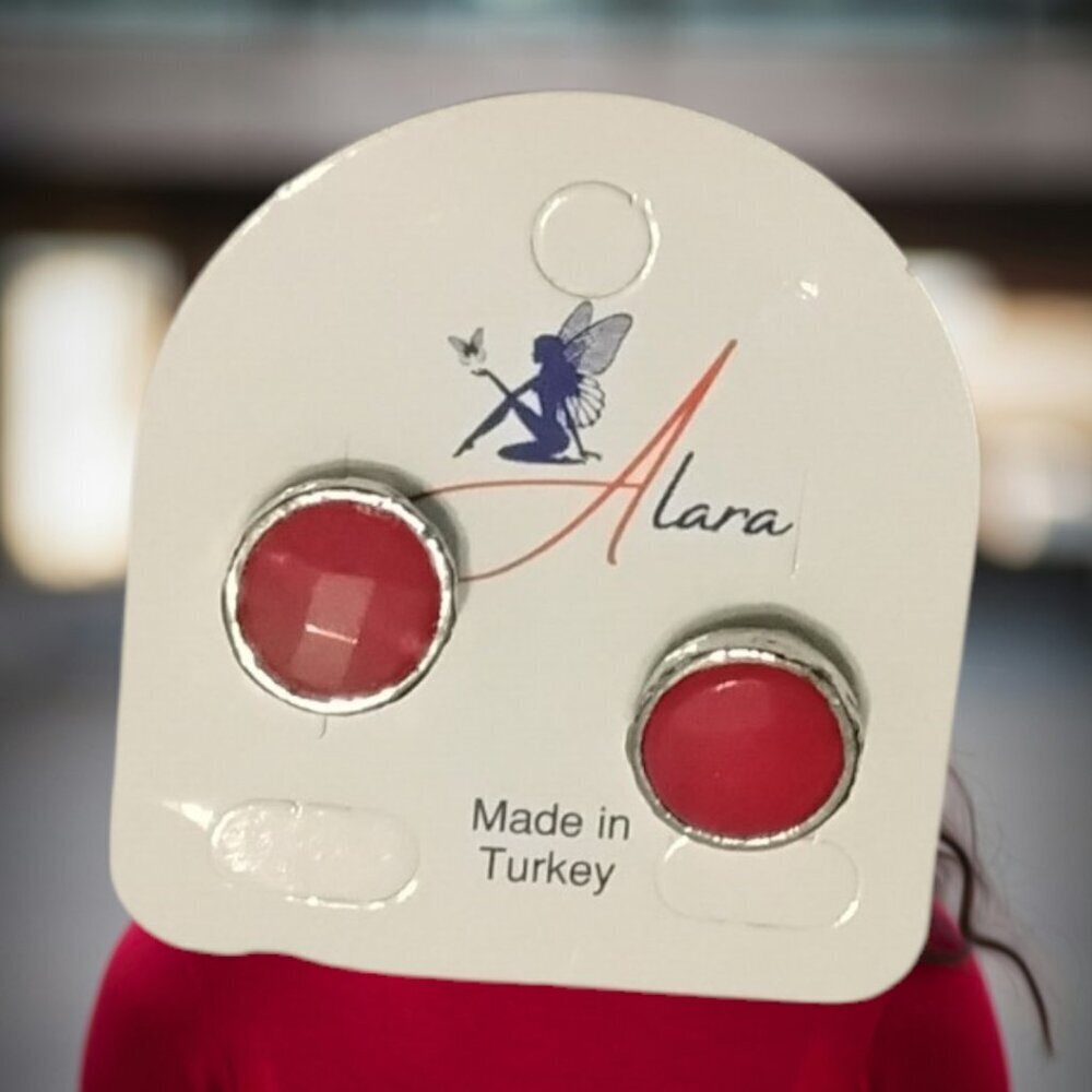 NEW!!! Alara Red Turkiye Stud Earrings